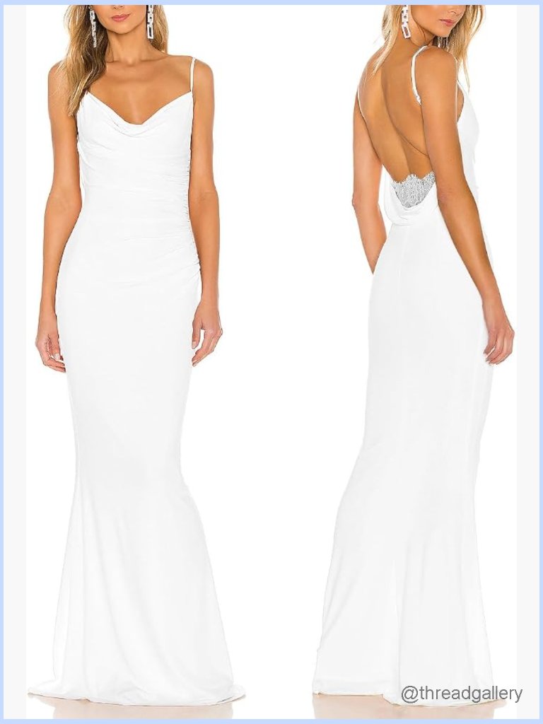 Spaghetti Strap Mermaid Evening Gown Backless Lace Maxi Dress Formal